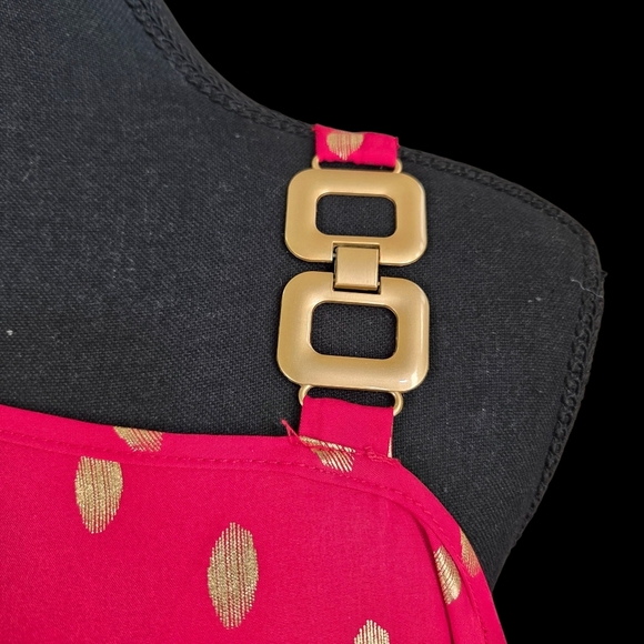 SHEIN Red One Sholder Blouse Blouse with Gold Accents Size XL - Picture 2 of 6